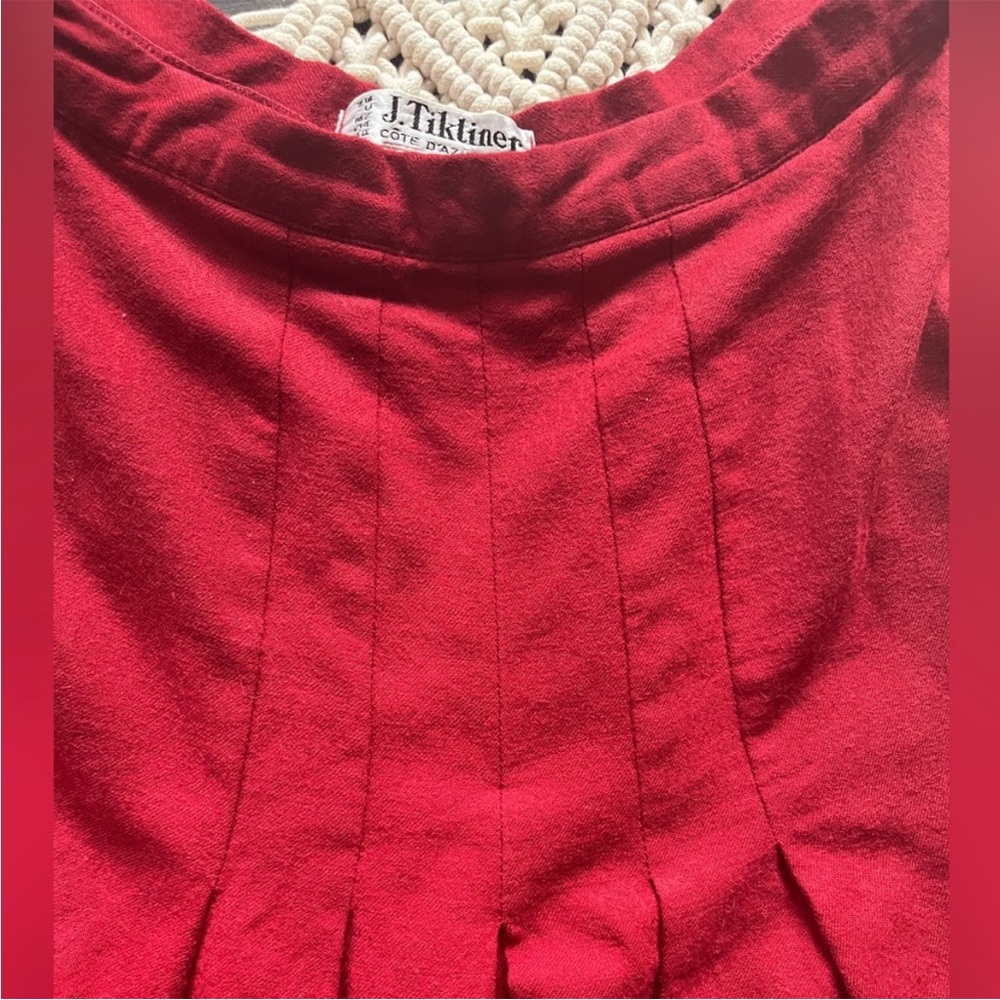 J. TIKTINER Côte D’Azure NICE Red Wool Gaucho Pants Size 6 to 8 - Picture 10 of 11
